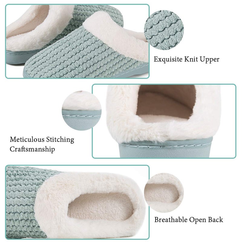 WateLves Women's Slippers Comfort Memory Foam House Slippers Plush Lining Bedroom Shoes for Indoor & Outdoor (Green, 40/41) - Image 4
